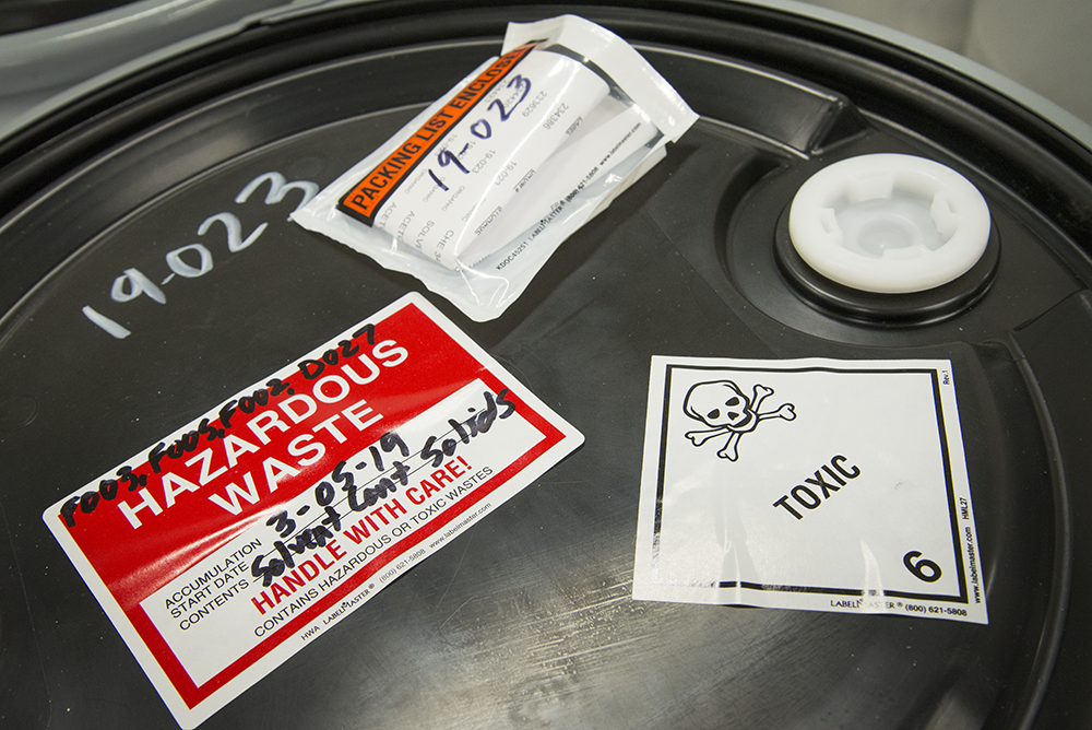 Top of hazardous waste barrel